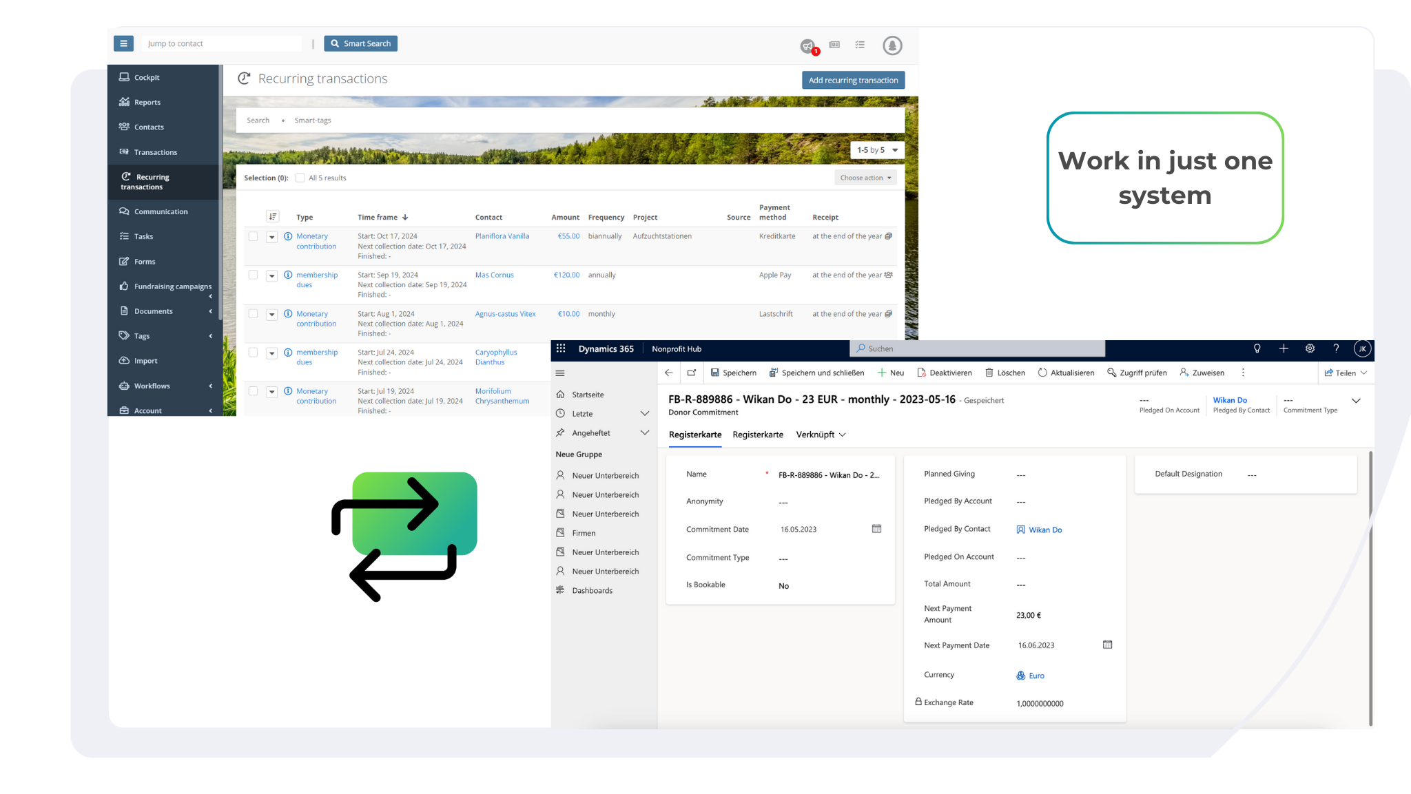 Easily import your data from Microsoft Dynamics and turn it into a Fundraising Plattform